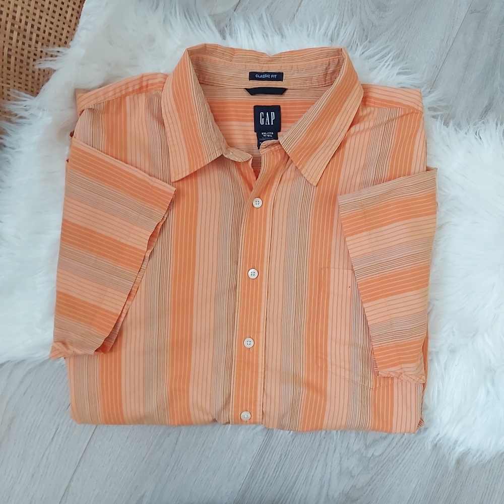 Gap Classic cotton Fit Orange striped Button down